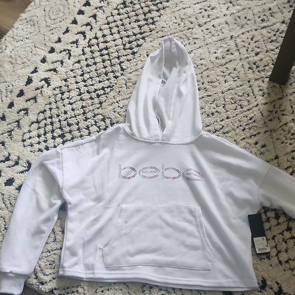 Bebe White Hoodie with Sparkling Logo